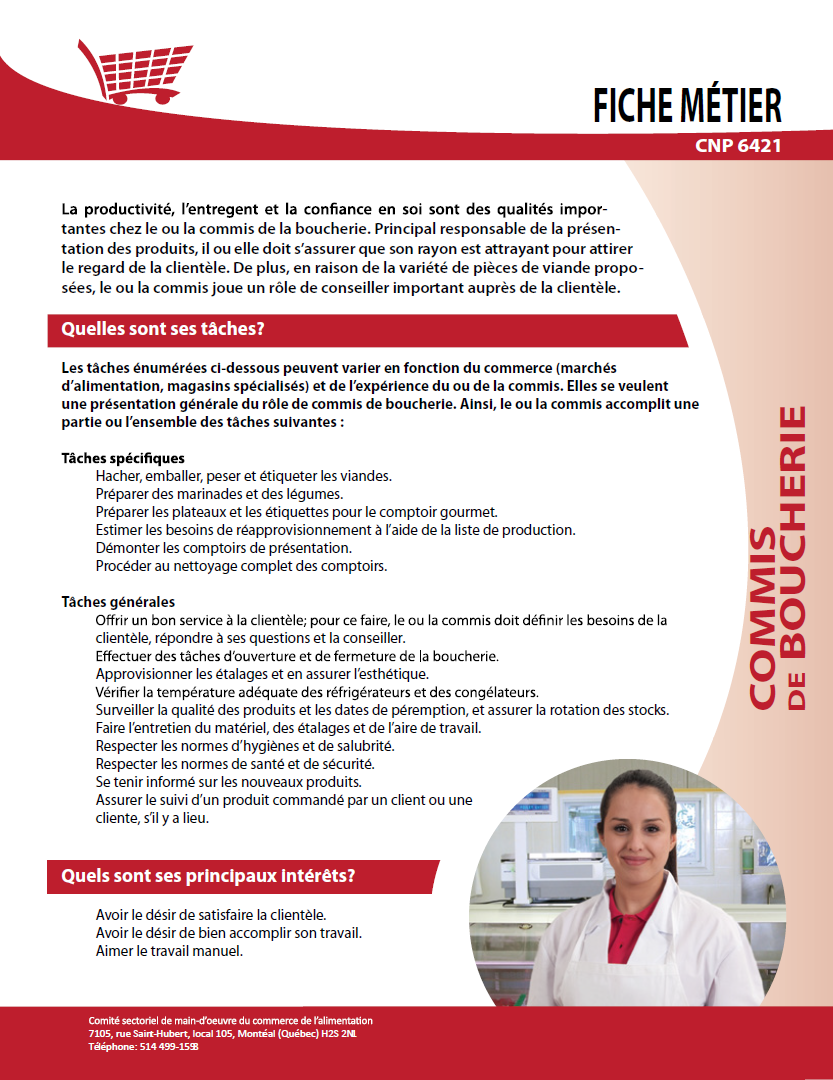 Description du commis boucher